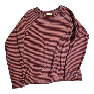 OBEY Women's Medium Thinner Sweatshirt Orange Navy Stripe